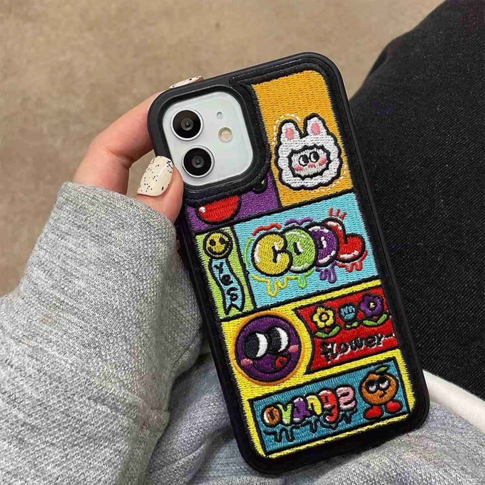 Embroidered Cartoon Design Phone Case